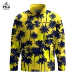 Golf 2026 Yellow Black Palm Pattern AOP Quarter-zip Pullover LDLO30012653