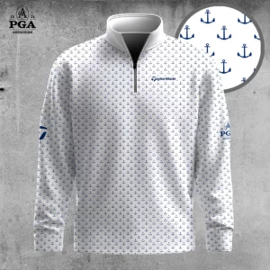 Golf 2026 White Anchor Pattern AOP Quarter-zip Pullover LDLO30012614