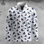 Golf 2026 Blue Shark Fin Pattern AOP Quarter-zip Pullover LDLO30012638
