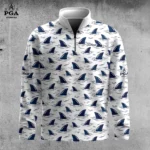 Golf 2026 Blue Shark Fin Pattern AOP Quarter-zip Pullover LDLO30012637