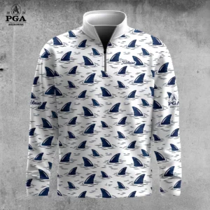 Golf 2026 Blue Shark Fin Pattern AOP Quarter-zip Pullover LDLO30012637