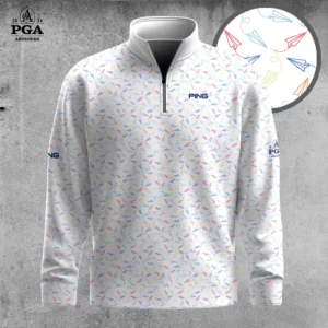Golf 2026 PGA. Colorful Paper Airplane Pattern AOP Quarter-zip Pullover LDLO31032608
