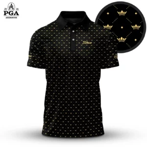 Golf 2026 PGA. Black King Crown Pattern AOP Polo Shirt LDLO31032609