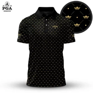 Golf 2026 PGA. Black King Crown Pattern AOP Polo Shirt LDLO31032611