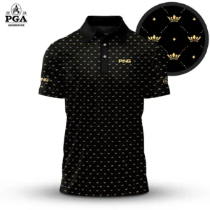 Golf 2026 PGA. Black King Crown Pattern AOP Polo Shirt LDLO31032612