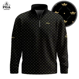 Golf 2026 PGA. Black King Crown Pattern AOP Quarter-zip Pullover LDLO31032613