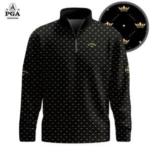 Golf 2026 PGA. Black King Crown Pattern AOP Quarter-zip Pullover LDLO31032615