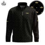 Golf 2026 PGA. Black King Crown Pattern AOP Quarter-zip Pullover LDLO31032616