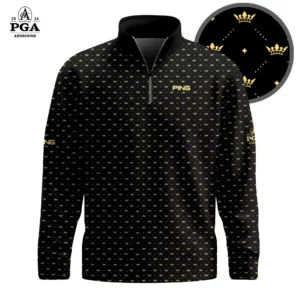 Golf 2026 PGA. Black King Crown Pattern AOP Quarter-zip Pullover LDLO31032616