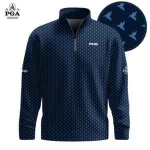 Golf 2026 PGA. Hummingbird Blue White Pattern AOP Quarter-zip Pullover LDLO31032624