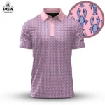 Golf 2026 PGA. PINK Blue Lobster Pattern AOP Polo Shirt LDLO31032626