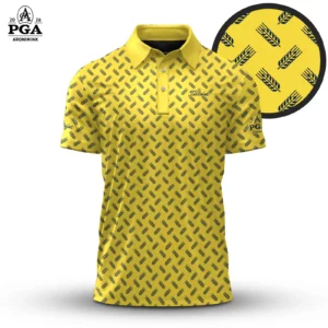 Golf 2026 PGA. Yellow Blue Wheat Pattern AOP Polo Shirt LDLO31032657