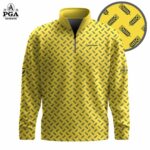 Golf 2026 PGA. Yellow Blue Wheat Pattern AOP Quarter-zip Pullover LDLO31032662