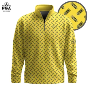 Golf 2026 PGA. Yellow Blue Wheat Pattern AOP Quarter-zip Pullover LDLO31032663