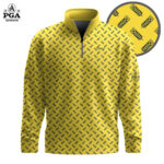 Golf 2026 PGA. Yellow Blue Wheat Pattern AOP Quarter-zip Pullover LDLO31032661