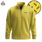 Golf 2026 PGA. Yellow Blue Wheat Pattern AOP Quarter-zip Pullover LDLO31032664