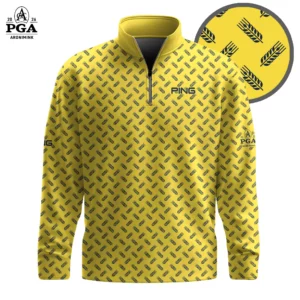 Golf 2026 PGA. Yellow Blue Wheat Pattern AOP Quarter-zip Pullover LDLO31032664