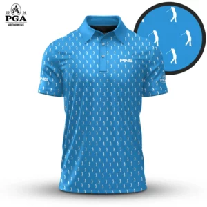 Golf 2026 PGA. Light Blue Golf Player Pattern AOP Polo Shirt LDLO31032676