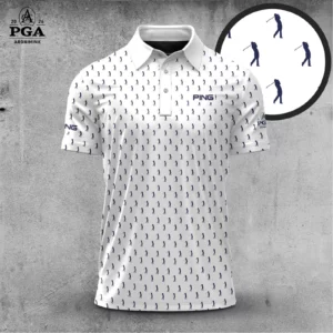 Golf 2026 PGA. White Blue Golf Players Pattern AOP Polo Shirt LDLO31032684
