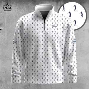 Golf 2026 PGA. White Blue Golf Players Pattern AOP Quarter-zip Pullover LDLO31032685