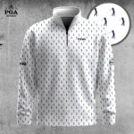 Golf 2026 PGA. White Blue Golf Players Pattern AOP Quarter-zip Pullover LDLO31032688