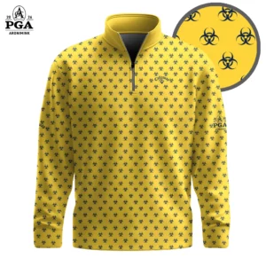 Golf 2026 PGA. Yellow Black Radioactive Pattern AOP Quarter-zip Pullover LDLO31032695
