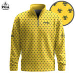 Golf 2026 PGA. Yellow Black Radioactive Pattern AOP Quarter-zip Pullover LDLO31032696