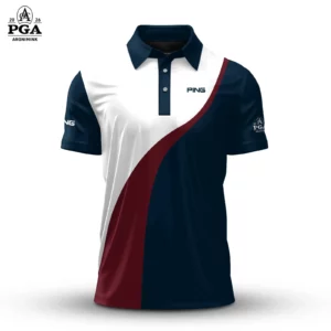 Golf 2026 PGA. Navy Red White AOP Polo Shirt LDLO310326100