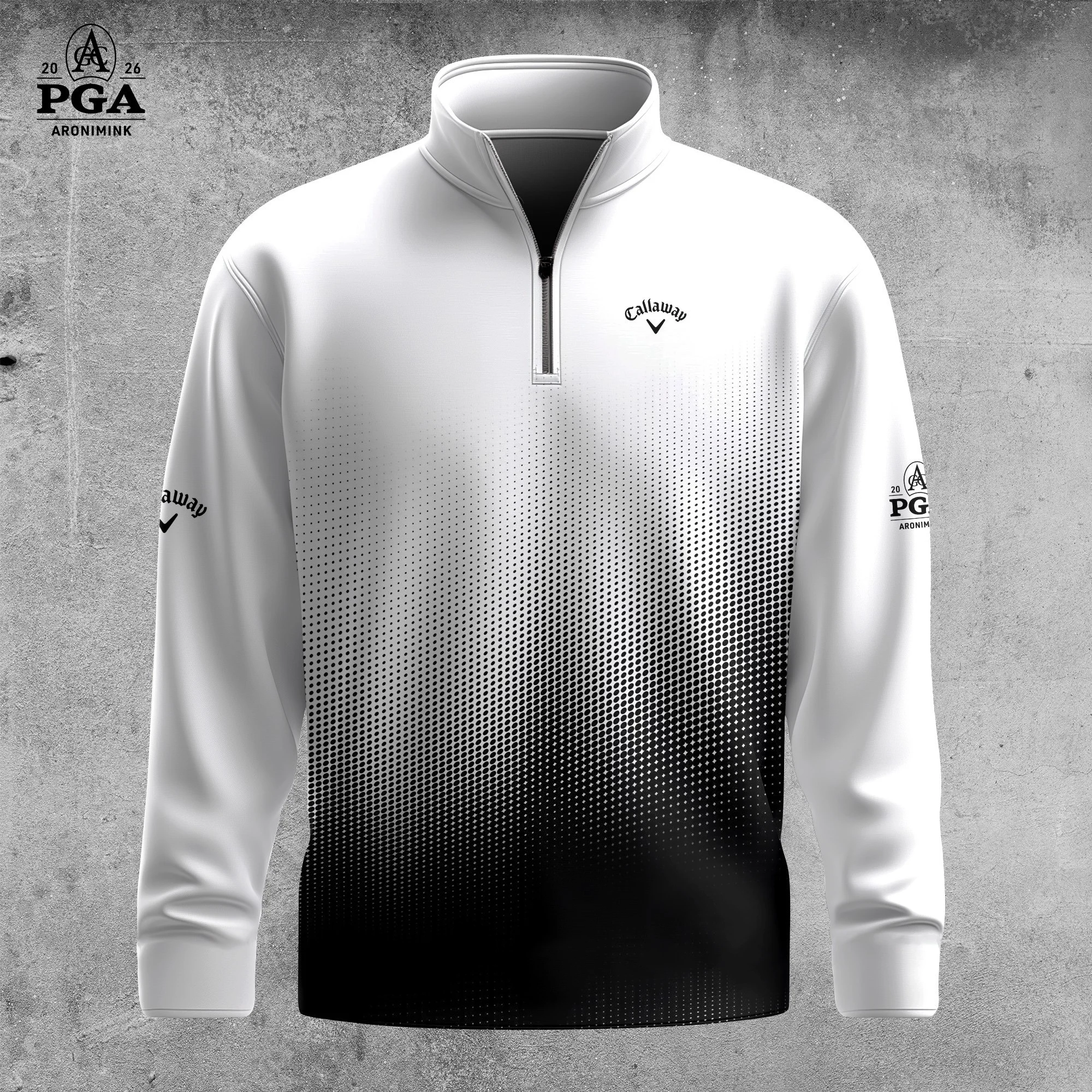 Golf 2026 PGA. Black & White UA Style AOP Quarter-zip Pullover LDLO310326111