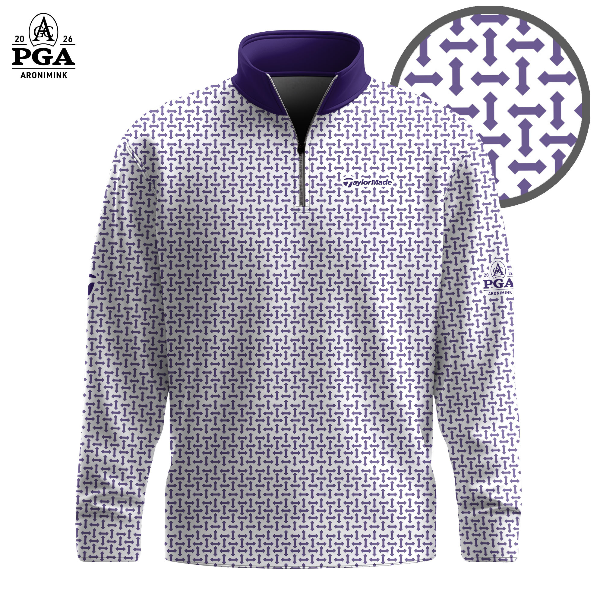 Golf 2026 PGA. Purple Sameless Pattern AOP Quarter-zip Pullover LDLO310326118