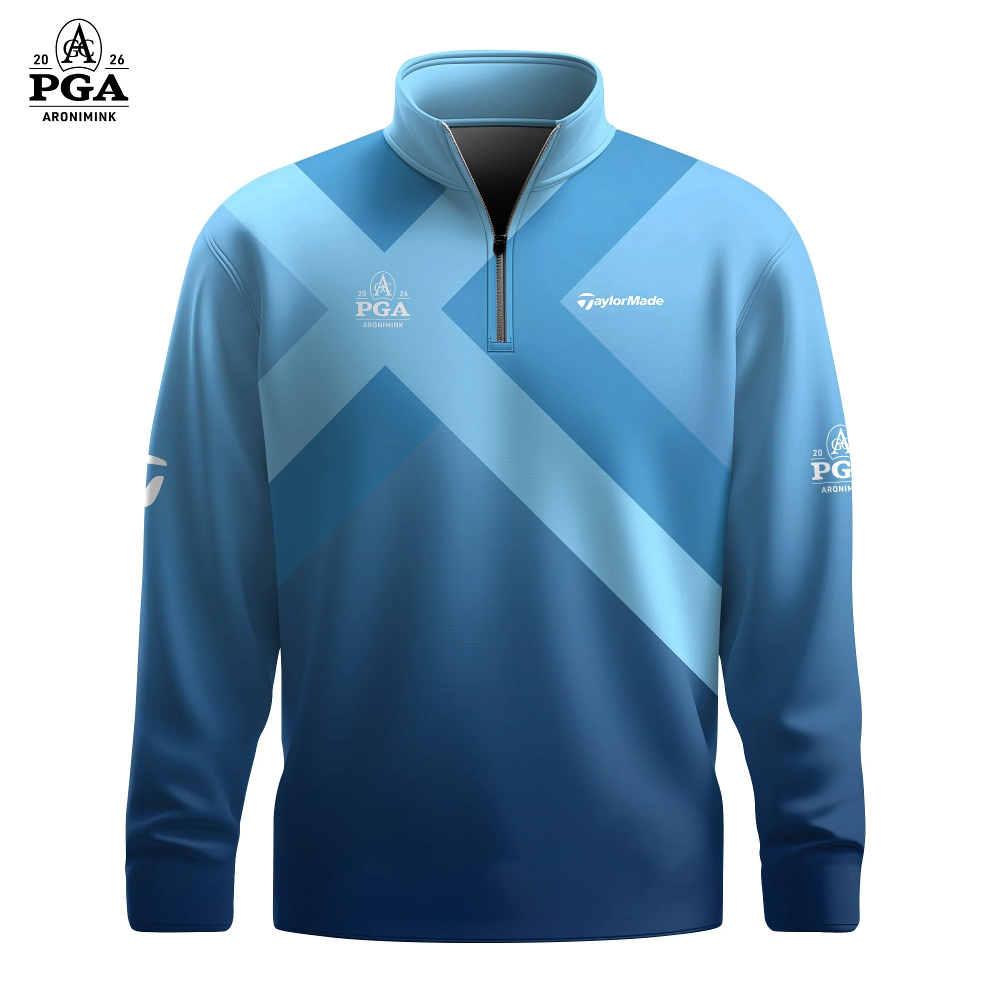 Golf 2026 PGA. Blue Cross Pattern AOP Quarter-zip Pullover LDLO310326126