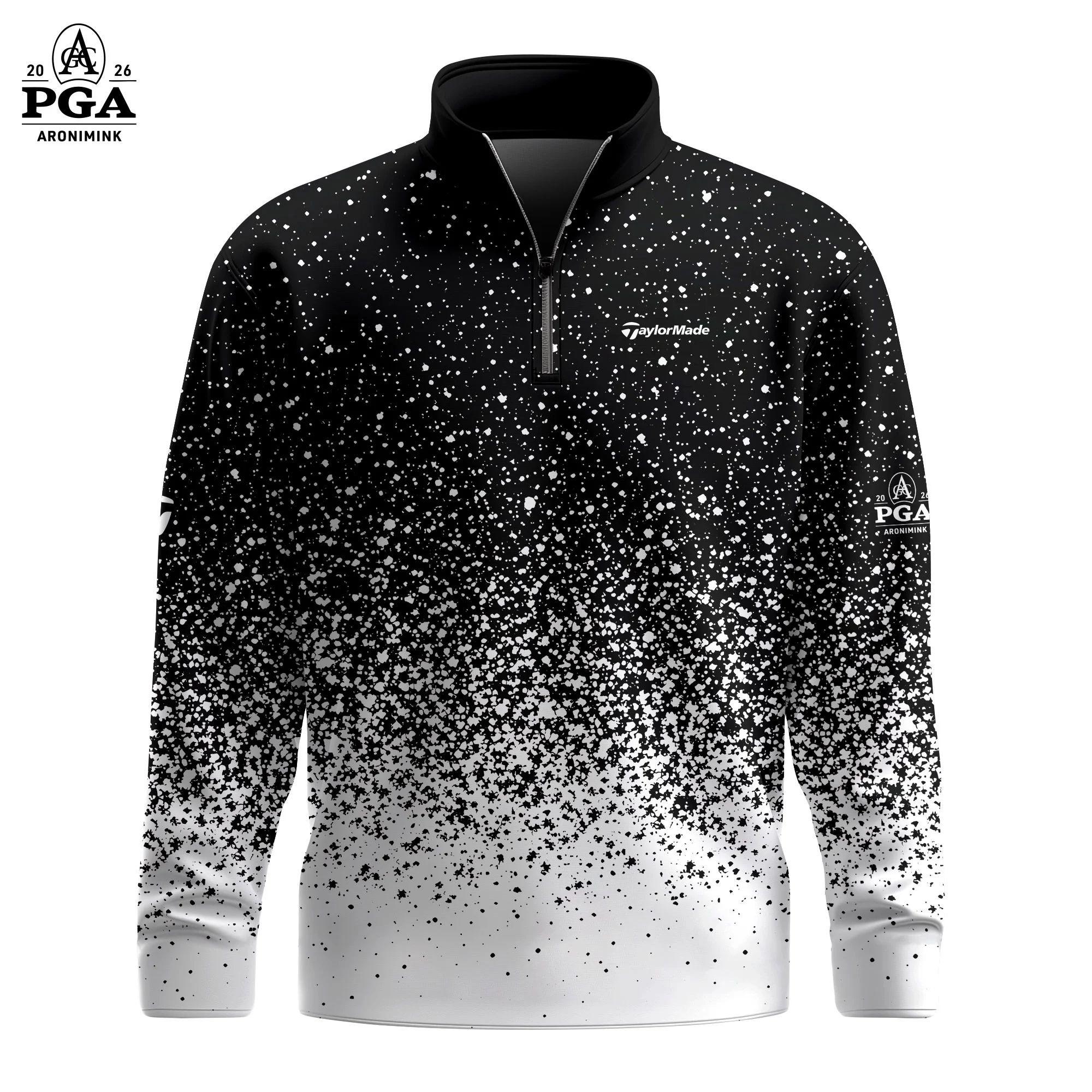 Golf 2026 PGA. B&W Dust Pattern AOP Quarter-zip Pullover LDLO310326142