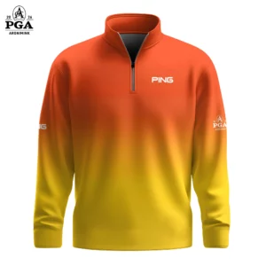 Golf 2026 PGA. Gradient Orange Yellow Pattern AOP Quarter-zip Pullover LDLO310326136