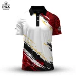 Golf 2026 PGA. Sporty Black White Red Pattern AOP Polo Shirt LDLO310326147