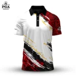 Golf 2026 PGA. Sporty Black White Red Pattern AOP Polo Shirt LDLO310326145