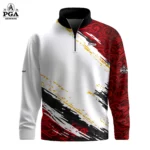 Golf 2026 Sporty Black White Red Pattern AOP Quarter-zip Pullover LDLO310326149