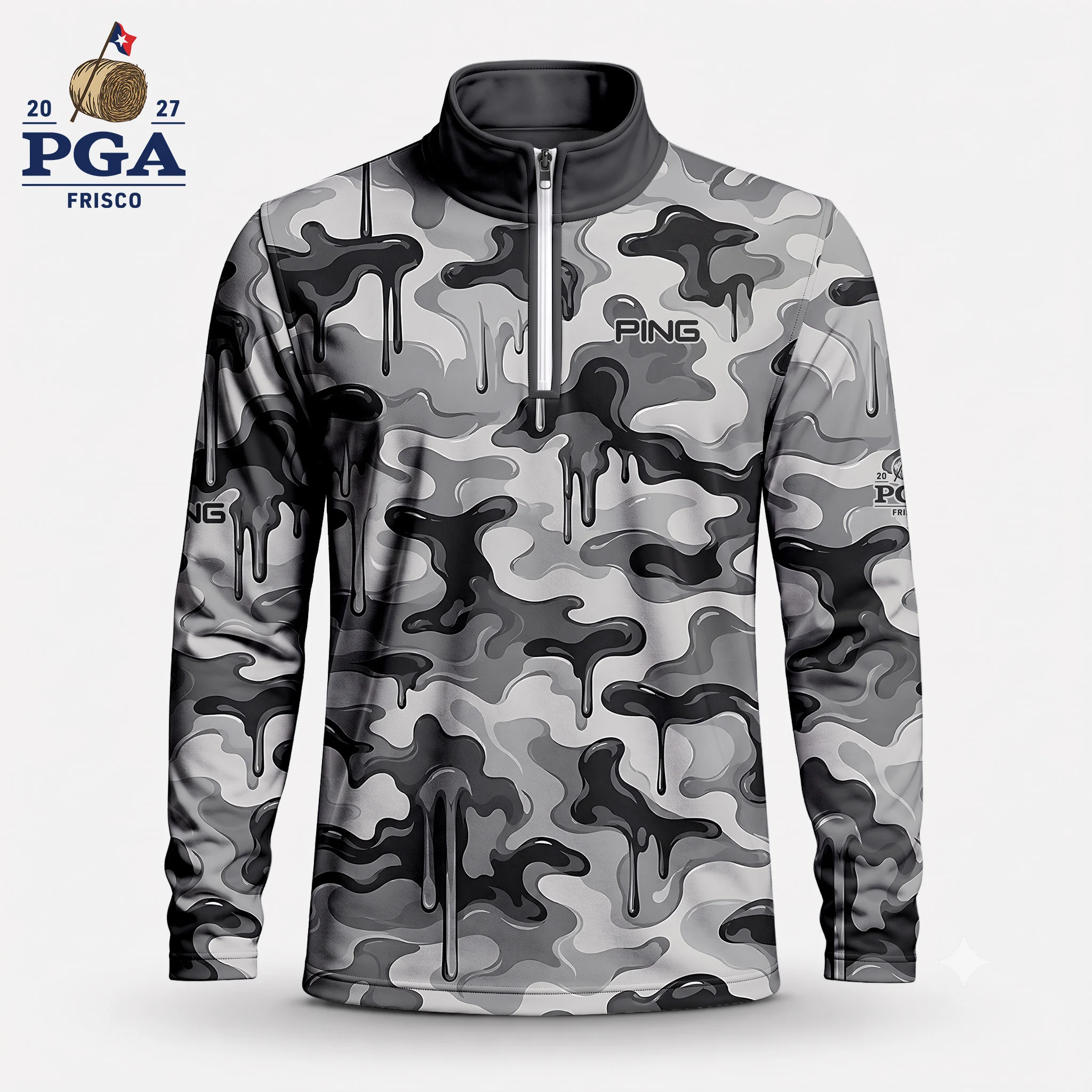 Golf 2027 PGA. Pattern AOP Quarter-zip Pullover LDLO28072614